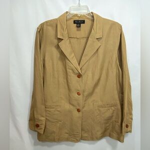 Ashley Stewart Burnt Orange Linen Unlined Jacket